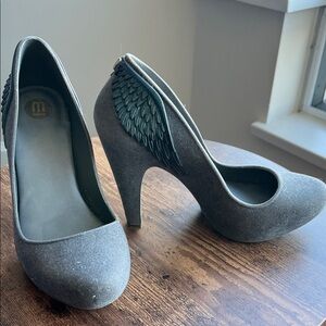 Melissa Gray Heels with Black Wing Detail